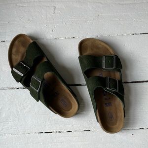 Forest green suede Birkenstocks